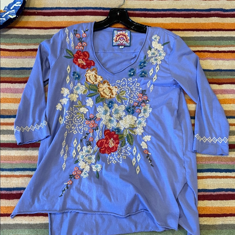 Johnny Was beautifully embroidered v neck Tunic